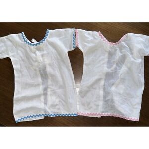 2-Vintage Fashion Seal Infant Hospital Gowns Blue And Pink